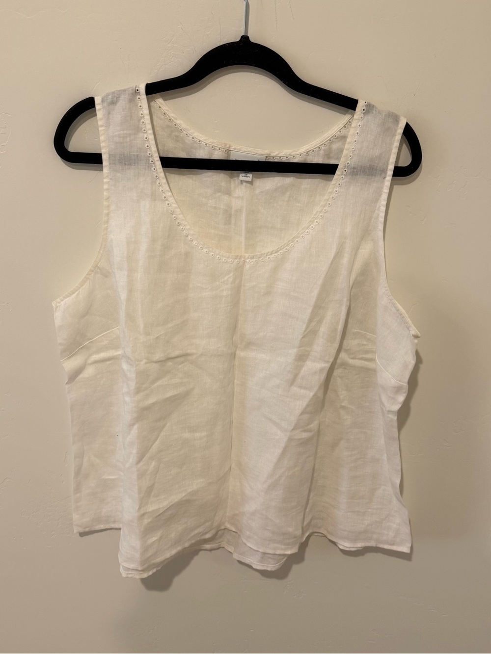 J. Jill White Linen Scoop Neck Tank Womens Plus Size 2X Love Linen Beachy summer